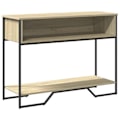 Miniatyrbild 1 av 6: Praktisk console sidobord med förvaringsfack 100 x 35 x 74,5 cm ingenjörsträ färg ek och metall DEC031 kastanj