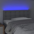 Miniatyrbillede 3 af 5: Hovedgavl til seng, soveværelse, LED-møbel, 90 x 5 x 78/88 cm, lysegrå stof, TDL0201236 Grå