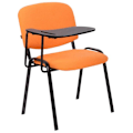 Miniatyrbillede 1 af 6: Besøgsstol i vent zone med et lille foldbart bord i orange stof, med 4 ben i metal 10_0002769 Metall