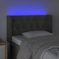 Miniatyrbillede 3 af 4: Senggavl med LED, polstret, 83 x 16 x 78/88, mørkegrå velour, til soveværelse.