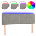 Pikkukuva 1 / 4: Vuodepääty, makuuhuoneen kaluste, LED-valolla, 144 x 5 x 78/88, vaaleanharmaa sametti