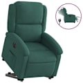 Miniatyrbillede 2 af 6: Fauteuil relax TV med elektrisk løftefunktion, meget komfortabel i mørkegrønt velour DEC028612 Guld