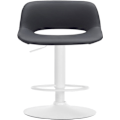 Miniatyrbillede 2 af 6: Barstole højde x2 med fodstøtte i sort PVC, hvid metalstel 10_0004070 Vit