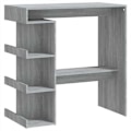 Miniatyrbillede 1 af 5: Multifunktionelt sidebord med barbord og opbevaringshylde 100 x 50 x 101,5 cm grå ingeniørtræ DEC036453 kastanj