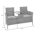 Miniatyrbillede 4 af 4: Banc i polyrotin med bord, stole og haveretter 132 sort, cremefarvet pude