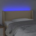 Miniatyrbillede 3 af 4: Hovedgærde til seng, soveværelse møbel med LED 93 x 16 x 78/88 creme stof