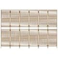 Miniatyrbillede 3 af 6: Paravent rumdeler med 6 paneler i flettet polyester beige DEC031040 Beige