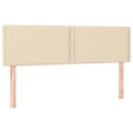 Miniatyrbillede 2 af 5: Sengegavl tilbehør til soveværelse møbel med LED 144 x 5 x 78/88 cm creme stof TDL0201641 Grädde