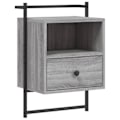 Pikkukuva 1 / 6: Seinäpuusohva yöpöytä laatikolla ja lokero 40 x 30 x 61 cm harmaa engineering-puu ja metalli DEC034329 kastanj