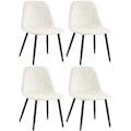 Miniatyrbillede 1 af 6: Sæt med 4 spisebordsstole med dekorative diamantsting, sæde i cremehvid velour, ben i mat sort metal 10_0001883 Vit