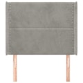 Miniatyrbillede 2 af 6: Hovedgærde til seng, soveværelse møbel med sidelæbe 93 x 16 x 118/128 lys grå velour