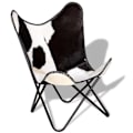 Miniatyrbillede 2 af 6: Moderne design lounge stol sort og hvid, sort kalveskind DEC026797 Vit