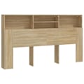 Pikkukuva 1 / 4: Sängynpääty säilytyksellä, sänkyvaruste, yöpöytä, hylly 180 x 19 x 103,5 MDF, tammenväri