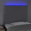 Miniatyrbillede 2 af 5: Hovedgærde til seng med LED-møbel 90 x 5 x 118/128 cm i lys grå stof TDL0201242 Grå