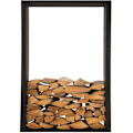 Miniatyrbillede 2 af 6: Range bûches hylde support træ til pejs 150x50 cm i mat sort metal 10_0003537 kastanj