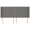 Miniatyrbillede 2 af 6: Hovedgærde til aksessorier til seng soveværelse møbel med sidelæne 203 x 16 x 118/128 cm mørkegrå stof TDL0204952 Grå