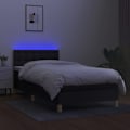Miniatyrbillede 3 af 6: LED sengramme med hovedgærde madras 80x200cm sort stof TDL0209110 Svart