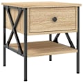 Pikkukuva 2 / 6: 2 kpl yöpöytiä laatikolla ja hyllyllä 40 x 42 x 45 cm puuinsinöörin väri tammi ja rauta DEC035282 kastanj