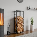 Miniatyrbillede 3 af 6: Range bûches hylde støtte træ til pejs 150x40x25 cm sort metal 10_0003554 kastanj