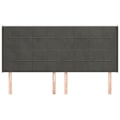 Miniatyrbillede 2 af 6: Hovedgærde til seng, møbel til soveværelse med sidekant 203 x 16 x 118/128 i mørkegrå velour.