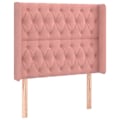 Miniatyrbillede 1 af 4: Hovedgærdet til sengeplads soveværelse møbel med sideskammel polstret 103 ved 16 ved 118/128 Fløjl stof rosa Rosa