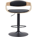Miniatyrbillede 4 af 6: Skamler x1 scandinavisk design i sort PVC med lys træstruktur og sorte metalben 10_0005035 kastanj