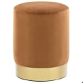 Miniatyrbillede 1 af 4: Tabouret sæde puff i brun velour med gylden metallisk base DEC026363 kastanj