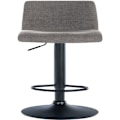 Miniatyrbillede 3 af 6: Barstol x1 enkel design med fodskammel i lys grå stof sorte metalben 10_0004558 Grå