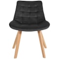 Miniatyrbillede 2 af 6: Stole til spisestue x1 skandinavisk design med firkantede syninger i sort velour, ben i lys træ 10_0002190 kastanj