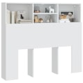 Pikkukuva 2 / 4: Sängynpääty, jossa on säilytys, vuodevarusteet, yöpöytä, hylly 120 x 19 x 103,5 MDF valkoinen