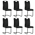 Miniatyrbillede 1 af 3: Sæt med 6 spisebordsstole til køkken, elegant design, sort syntetisk kantlever.