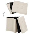 Miniatyrbillede 4 af 6: Foldbar opbevaringspuf 38 x 38 x 38 cm i hvid creme stof DEC026342 Vit