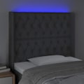 Miniatyrbillede 3 af 4: Hovedgærde til soveværelse møbel med LED 93 x 16 x 118/128 mørkegrå stof Mörkgrå