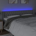 Miniatyrbild 3 av 4: Sänggavel till sovrum med LED-möbel 183 x 16 x 78/88 ljusgrått tyg