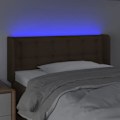 Miniatyrbillede 3 af 5: Senggavl tilbehør seng soveværelse møbel med LED 103 x 16 x 78/88 mørkebrun stof Mörkbrun