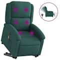 Miniatyrbillede 2 af 6: Relaxationsstol med massagefunktion og elektrisk løft, justerbar i mørkegrøn stof DEC027874 Grön