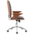 Miniatyrbillede 3 af 4: Klassisk og komfortabel kontorstol med ergonomisk ryg, justerbar højde i sort syntetisk materiale, træ og metal.