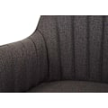 Pikkukuva 4 / 4: Ruokasalin tuoli, harmaanruskea kangassohva, metallinen retrodesign.