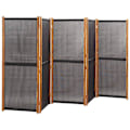 Miniatyrbillede 2 af 5: Paravent separator for room partition 5 panels x black 350 x 180 cm textilene black and wood DEC031018 kastanj