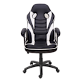 Miniatyrbild 3 av 6: Ergonomisk svängbar spelarbetsstol med hjul, justerbar höjd, syntetiskt material i svart/vitt 04_0001840 Vit