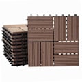 Pikkukuva 3 / 6: WPC-lattia-laatat parvekkeelle terassille puun näköiset 11 kappaletta 30x30cm 1m² tiilimuoto teak-värissä kahvi 04_0005442 kastanj