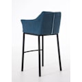 Pikkukuva 4 / 6: Baari stool, korkea karttuuri, nelikulmainen sinisellä kankaalla, 4 vakaata mustaa metallijalkaa 10_0004701 Blå