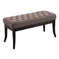 Pikkukuva 1 / 3: Bancisuunnittelu Chesterfield 100 cm koristeommelluilla saumalla taupe-kankaasta, tummasta puujalustasta 10_0003685 kastanj