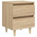 Miniatyrbillede 2 af 5: Sæt af 2 nat borde med to skuffer 40 x 35 x 50 cm i ingeniørtræ farve eg DEC036200 kastanj