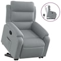 Miniatyrbillede 2 af 6: Fauteuil relax TV med komfortabel polstring og elektrisk løftefunktion i lys grå stof DEC027902 Grå