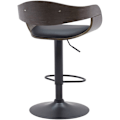 Miniatyrbillede 4 af 6: Taburet i barstol design i skandinavisk stil i sort PVC og grå træstruktur med sorte metalben 10_0005037 kastanj