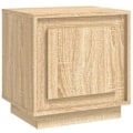 Miniatyrbillede 1 af 6: Nattested med skuffe og dør 44 x 35 x 45 cm ingenierisk træ farve eg DEC033878 kastanj