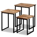 Miniatyrbild 1 av 6: Set av tre stapelbara soffbord i massiv återvunnen teak och stål DEC031254 kastanj