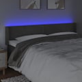 Miniatyrbillede 3 af 4: Hovedgærde til seng med LED-møbel 183 x 16 x 78/88 mørkegrå velour