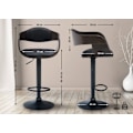 Miniatyrbillede 3 af 6: Taburet i barstol design i skandinavisk stil i sort PVC og grå træstruktur med sorte metalben 10_0005037 kastanj